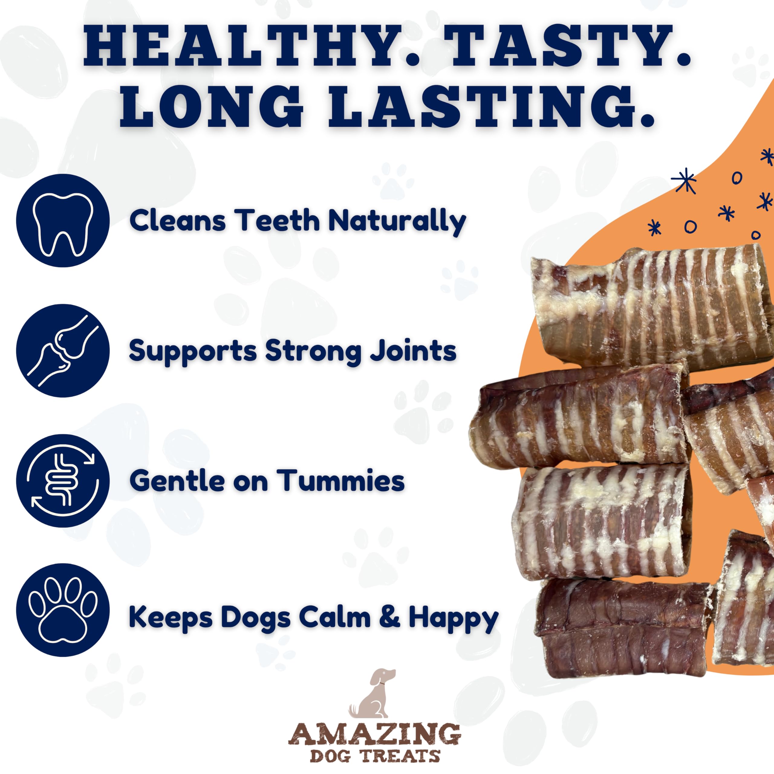Amazing Dog Treats beef trachea rings on paw—great training reward
