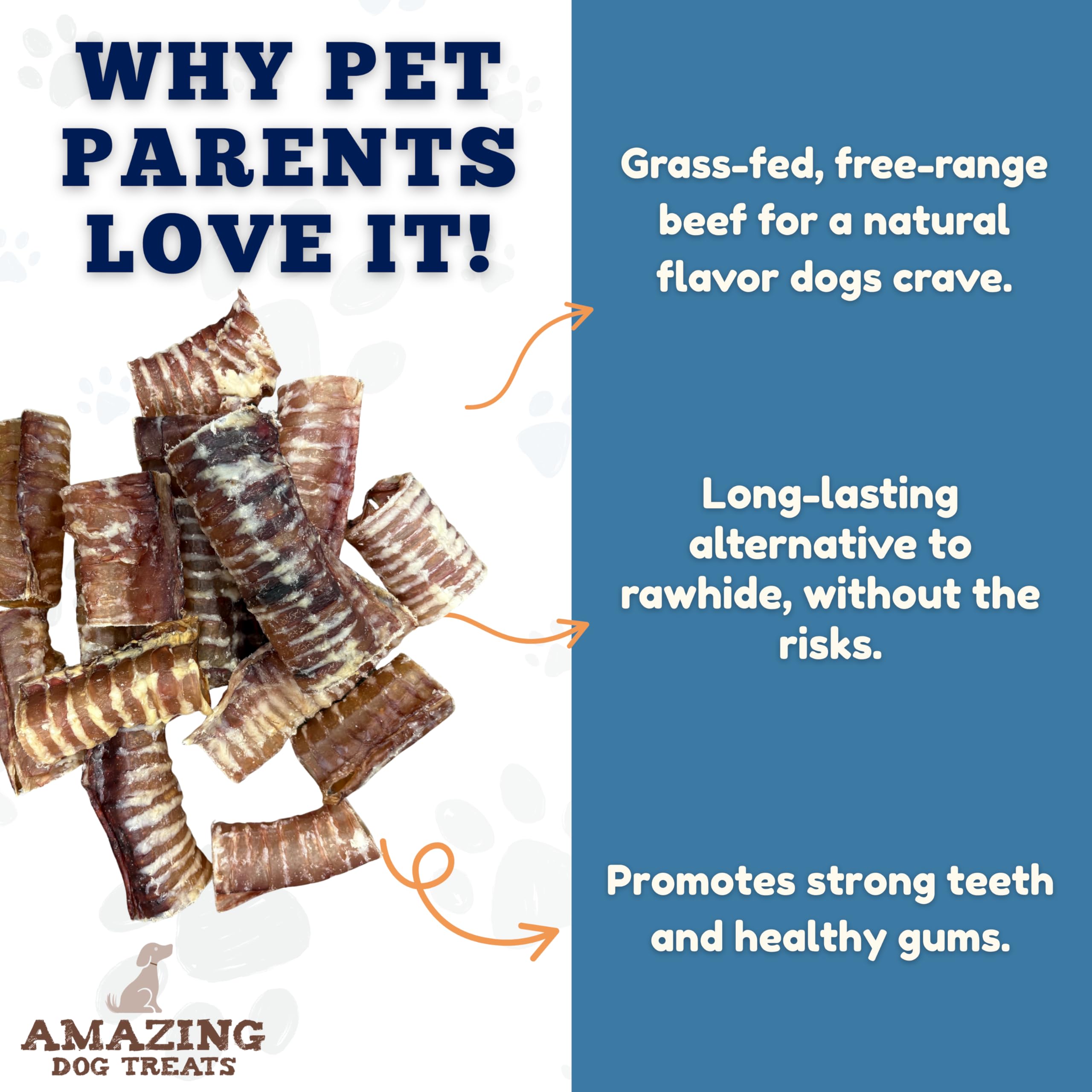 Amazing Dog Treats beef trachea rings serving-size display—training reward