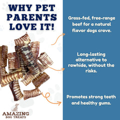 Amazing Dog Treats beef trachea rings serving-size display—training reward