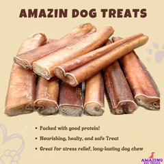 Amazing Dog Treats bully stick dog chewing action fun engaging chew time