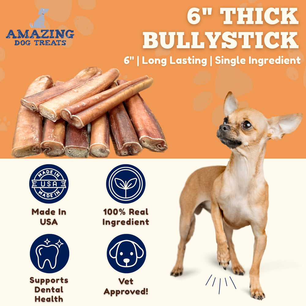 Amazing Dog Treats bully stick texture close-up showing natural chew surface.
