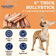 Amazing Dog Treats bully stick texture close-up showing natural chew surface.