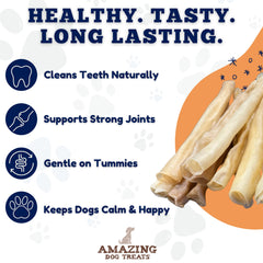 Amazing Dog Treats collagen stick on floor showing single-ingredient natural chews.