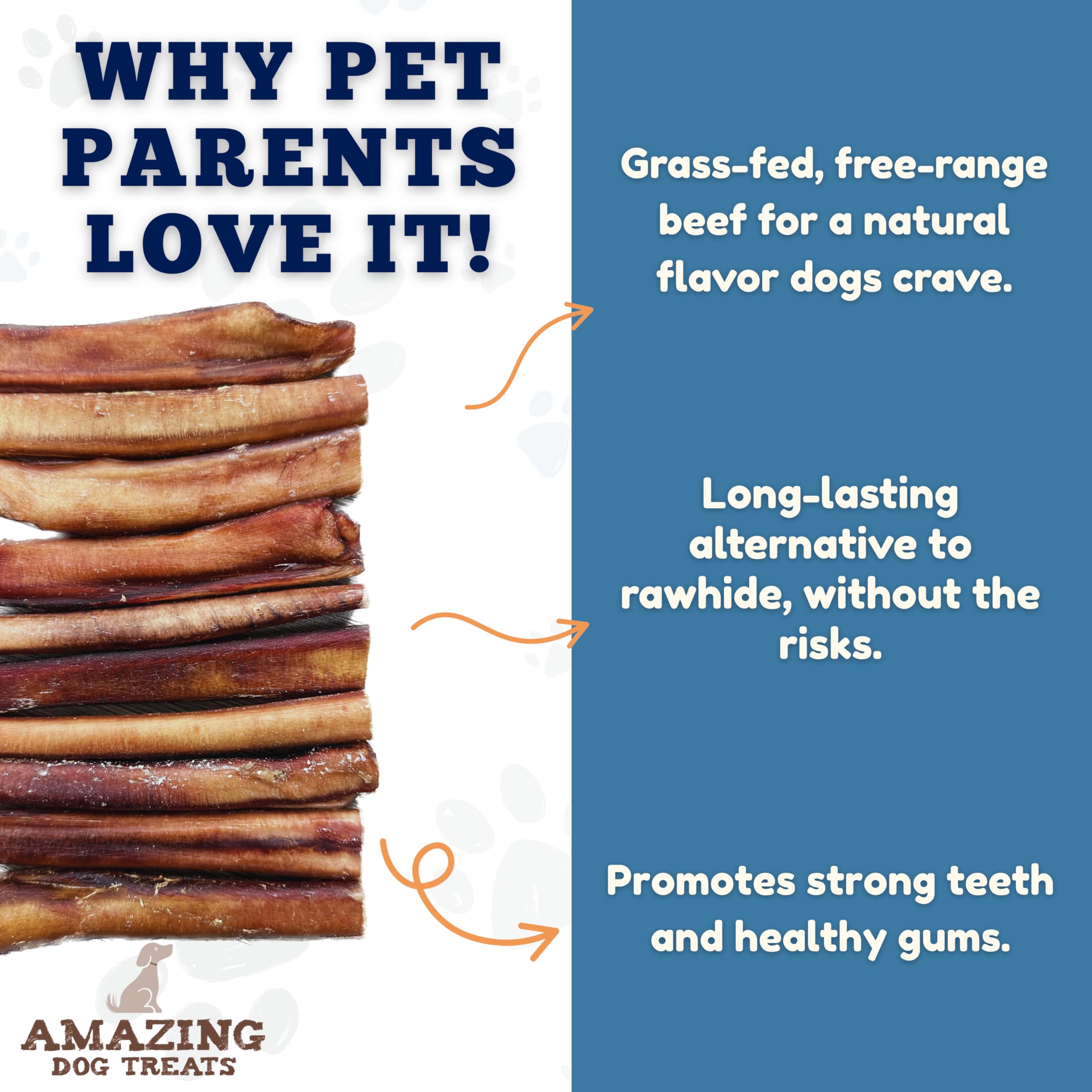 Amazing Dog Treats dog chewing bully stick for mental engagement.