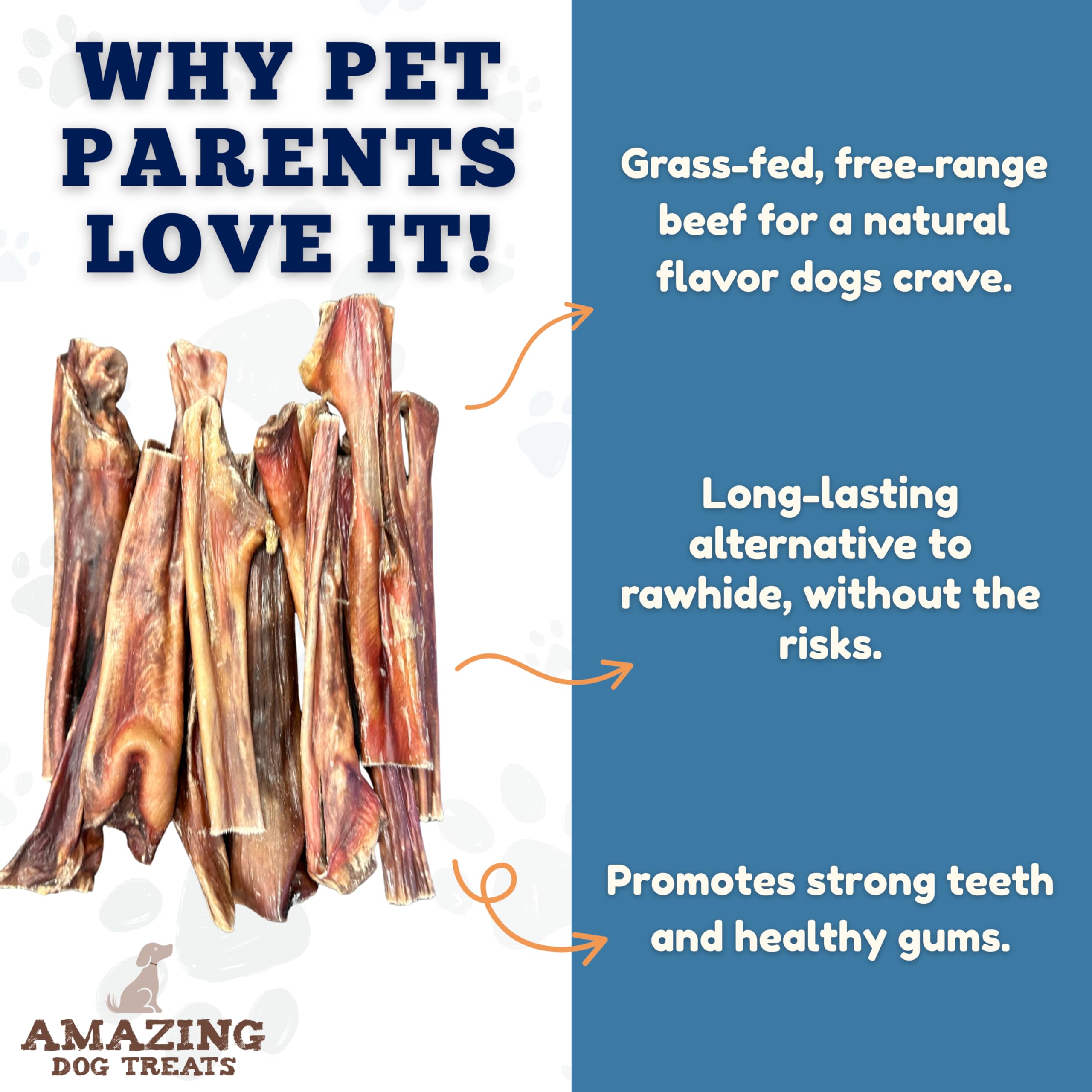 Amazing Dog Treats gullet sticks serving — single-ingredient beef esophagus chew