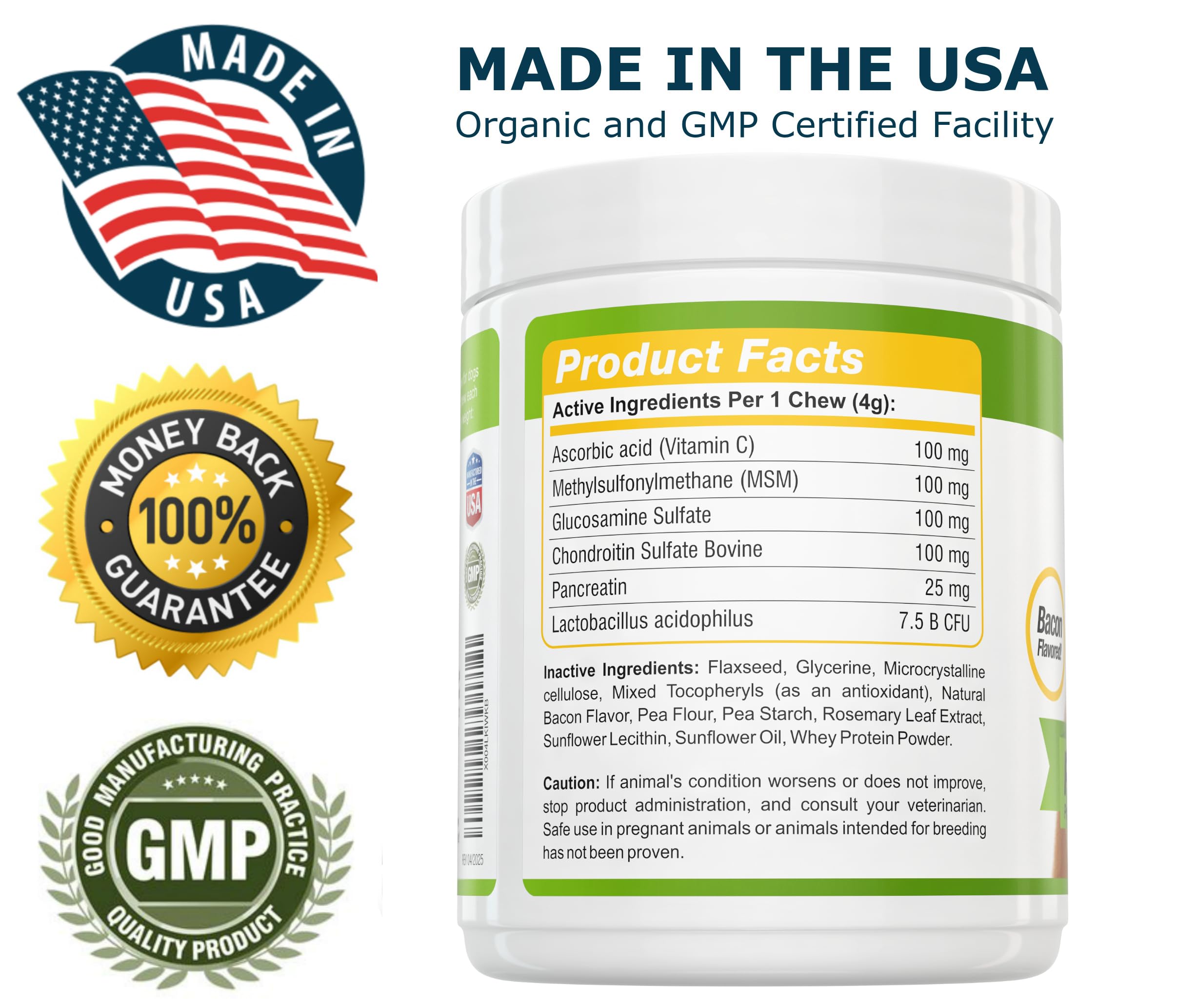 Amazing Nutritionals labeled product with glucosamine and MSM suggests comprehensive hip and digestion support.