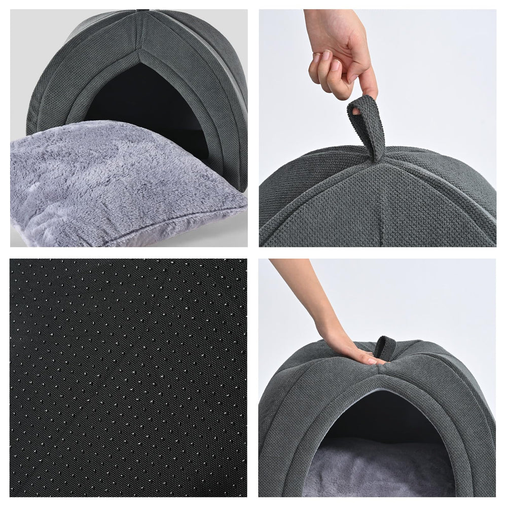 Amazon Basics Cat Cave Bed cozy enclosed space provides private retreat for cats.