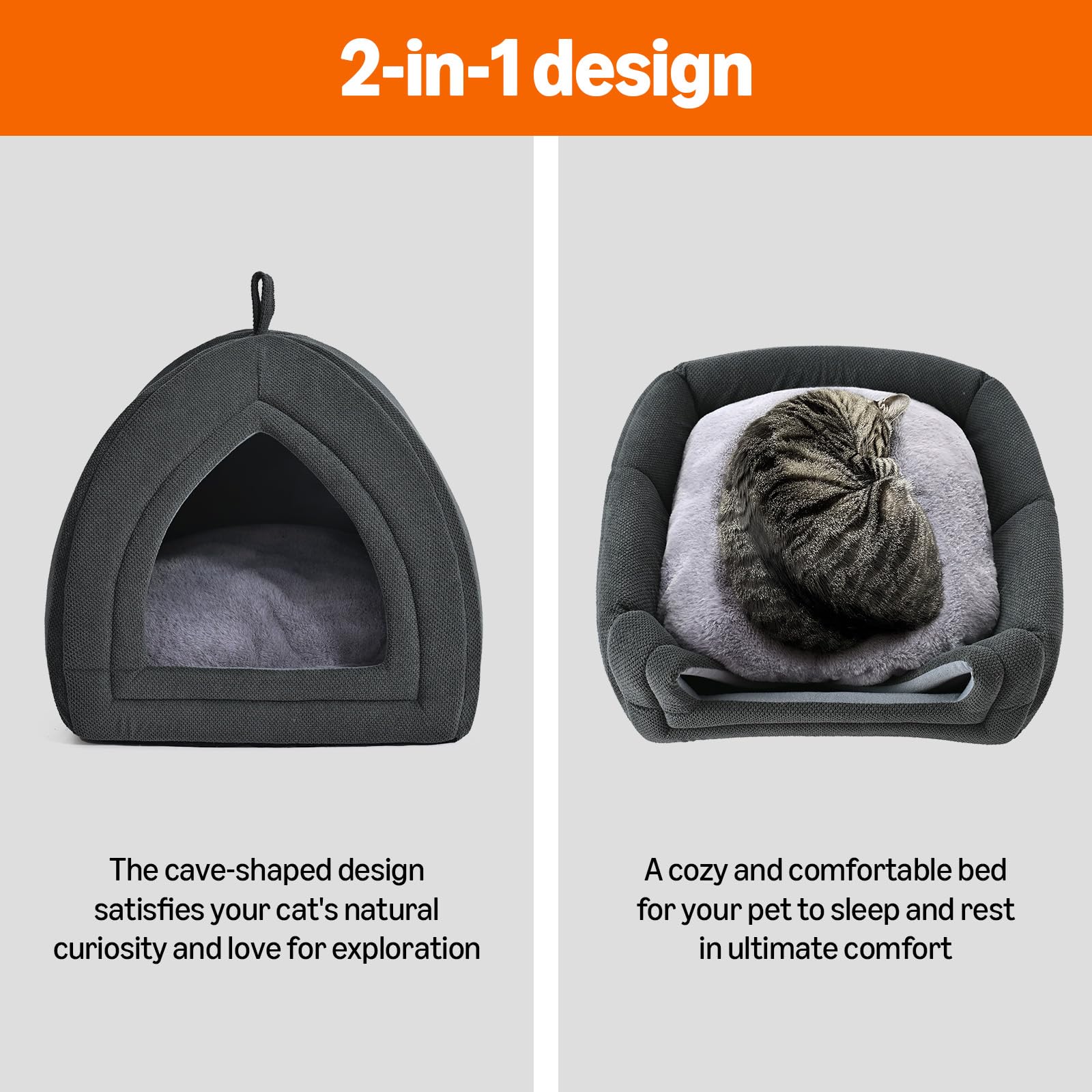 Amazon Basics Cat Cave Bed foldable design offers versatile setup in small spaces.