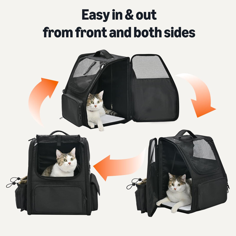 Amazon Basics pet backpack front-entry design for pet visibility.
