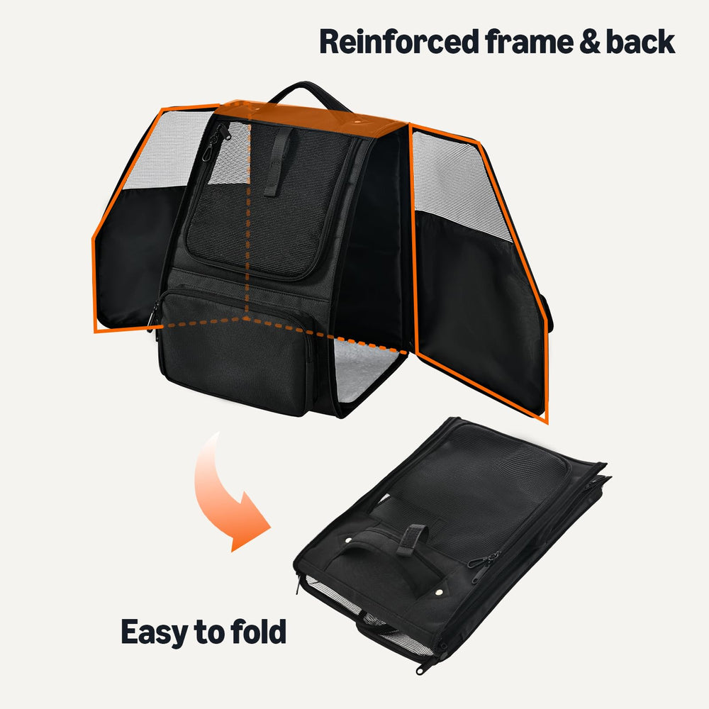 Amazon Basics pet backpack secure zipper to prevent escapes.