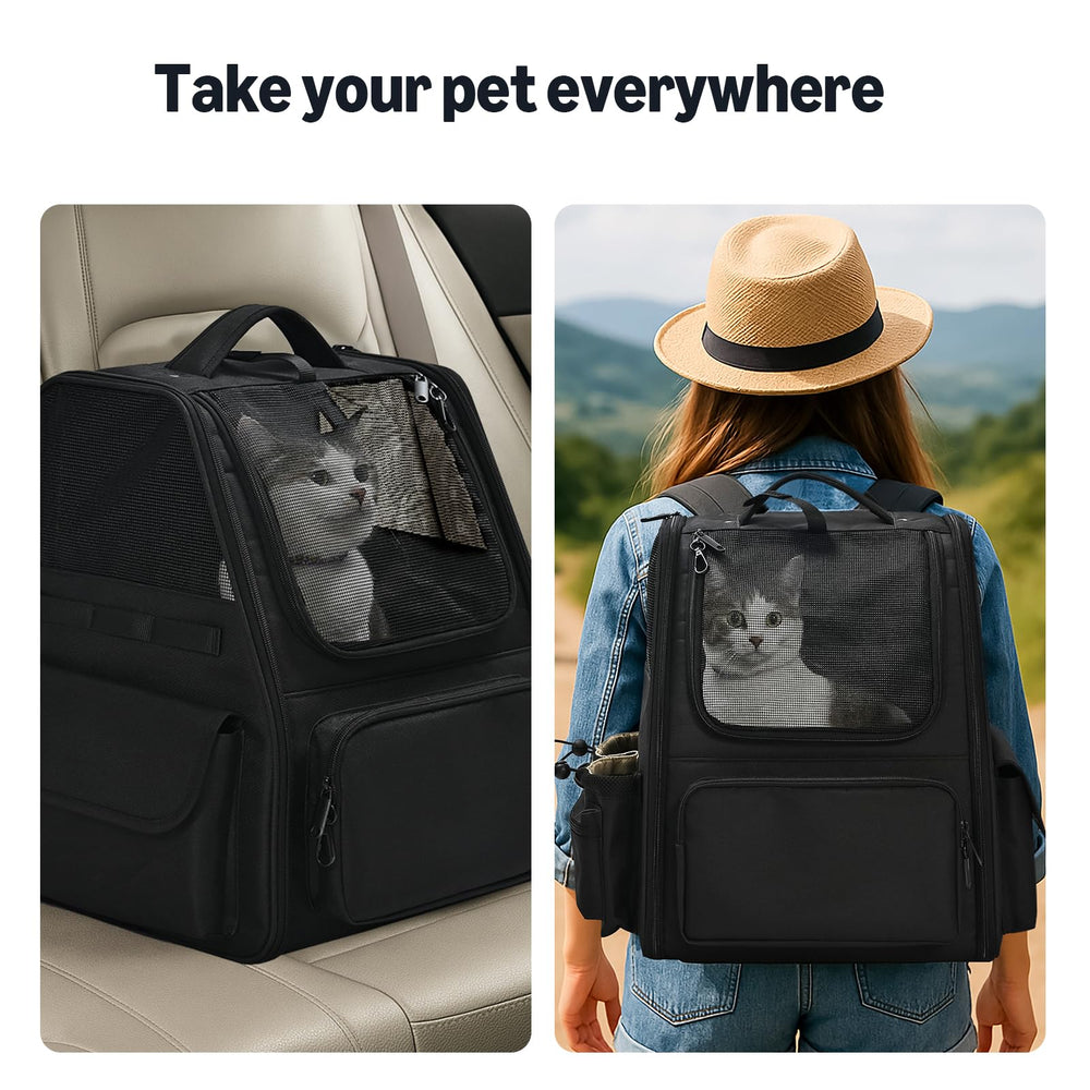 Amazon Basics pet backpack side ventilation for breathable comfort.