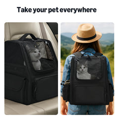 Amazon Basics pet backpack side ventilation for breathable comfort.