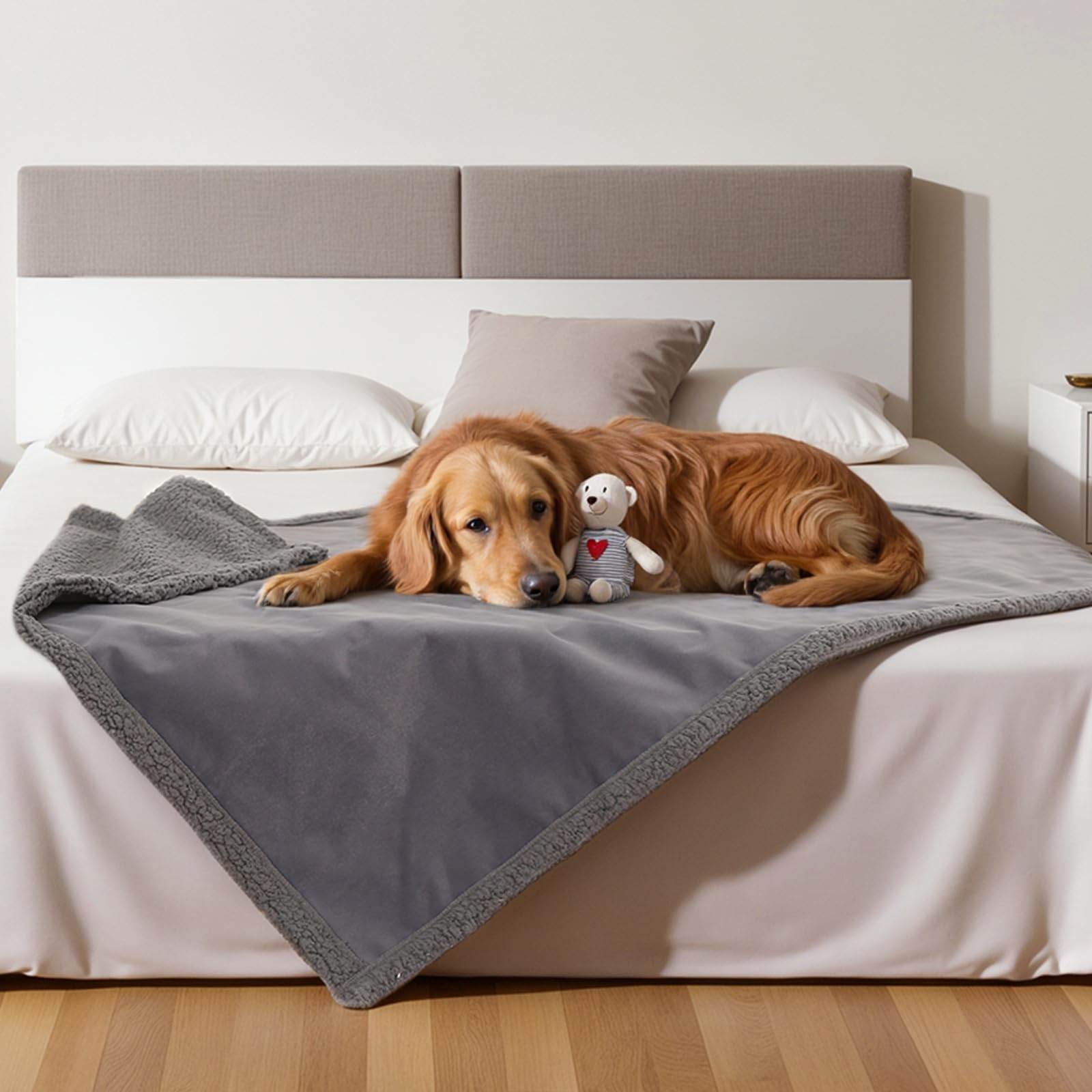 Amazon Basics pet blanket in car showing travel use versatility