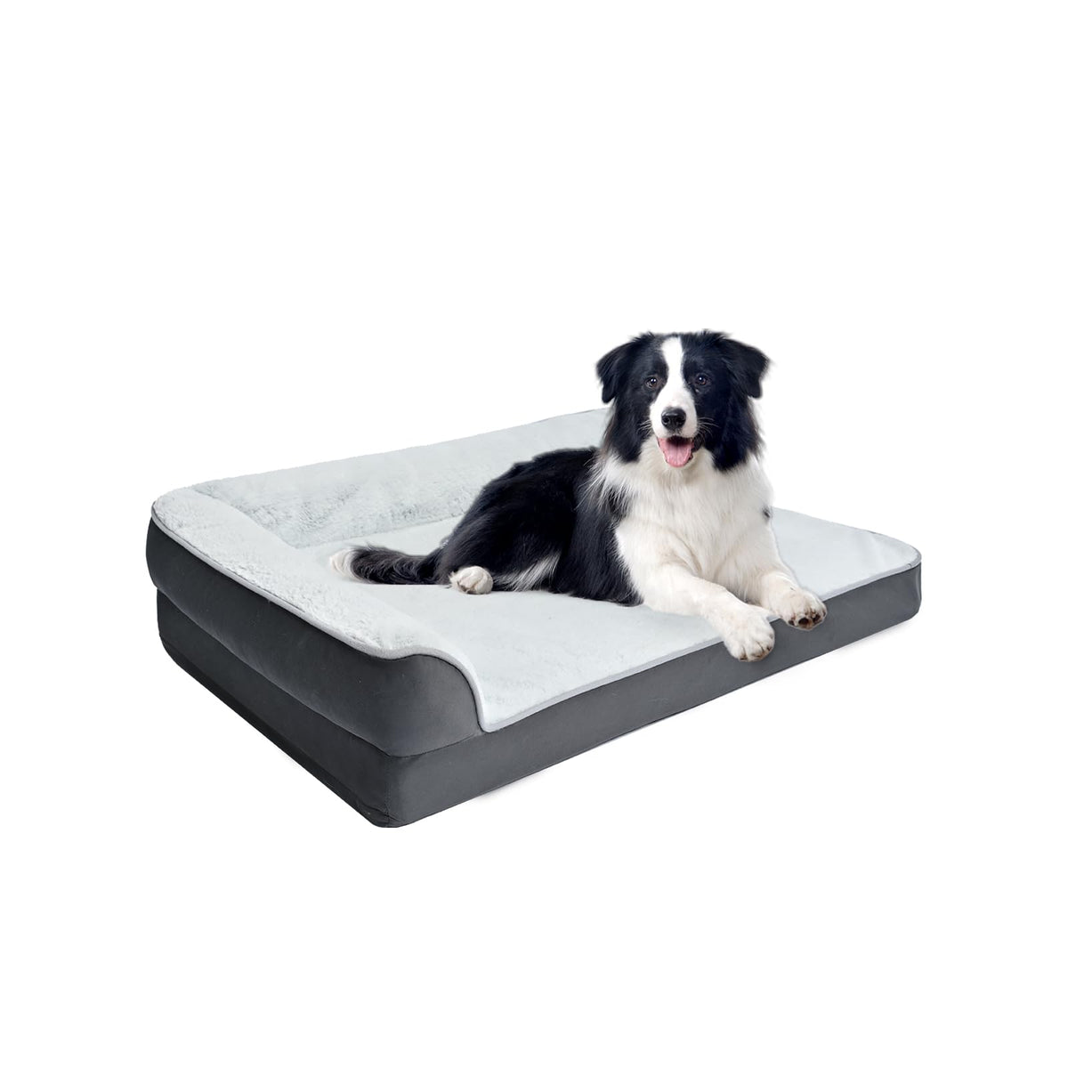 Amazon Basics washable L-shaped dog bed with foam support for comfortable joints.