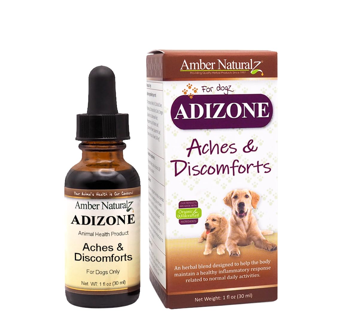 Amber NaturalZ Adizone liquid dropper for easy daily dosing and mobility support.