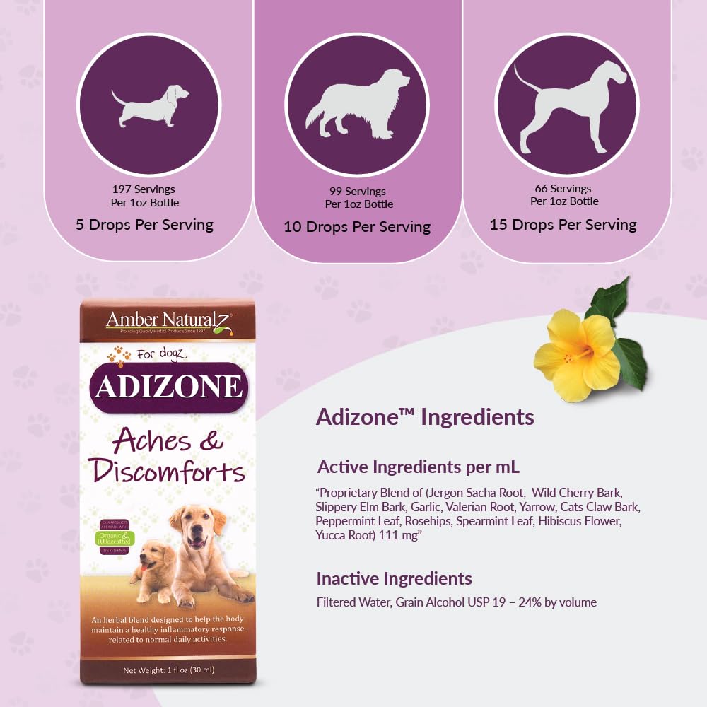 Amber NaturalZ Adizone dropper image highlighting stress support during routine changes.