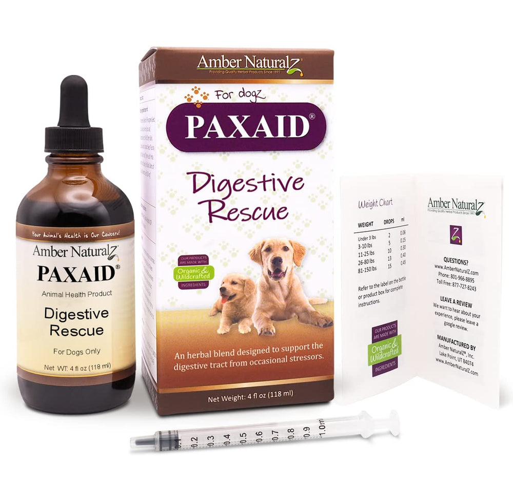 Amber NaturalZ Paxaid for dogs promoting healthy digestion use case.