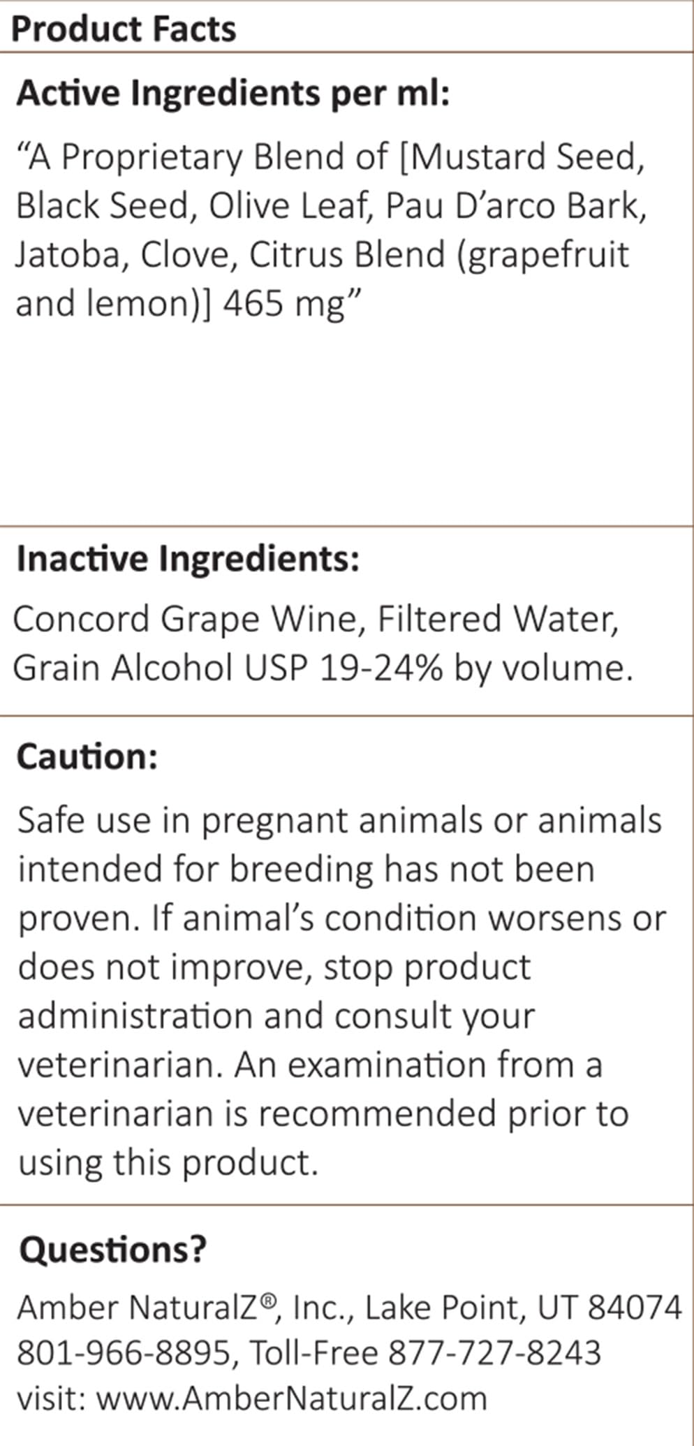 Amber NaturalZ Vibactra Plus suitable for dogs, cats, birds, rabbits, and guinea pigs.