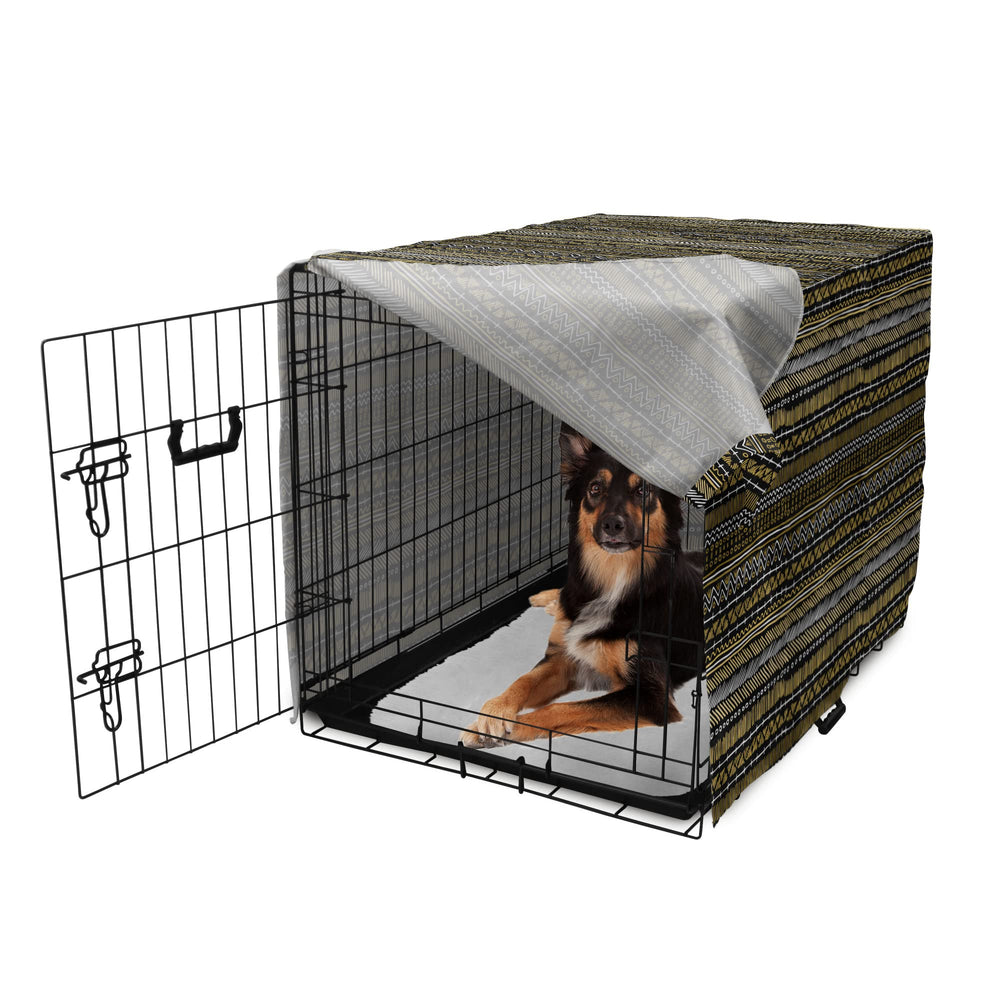Ambesonne Boho Dog Crate Cover's durable polyester withstands outdoor weather.