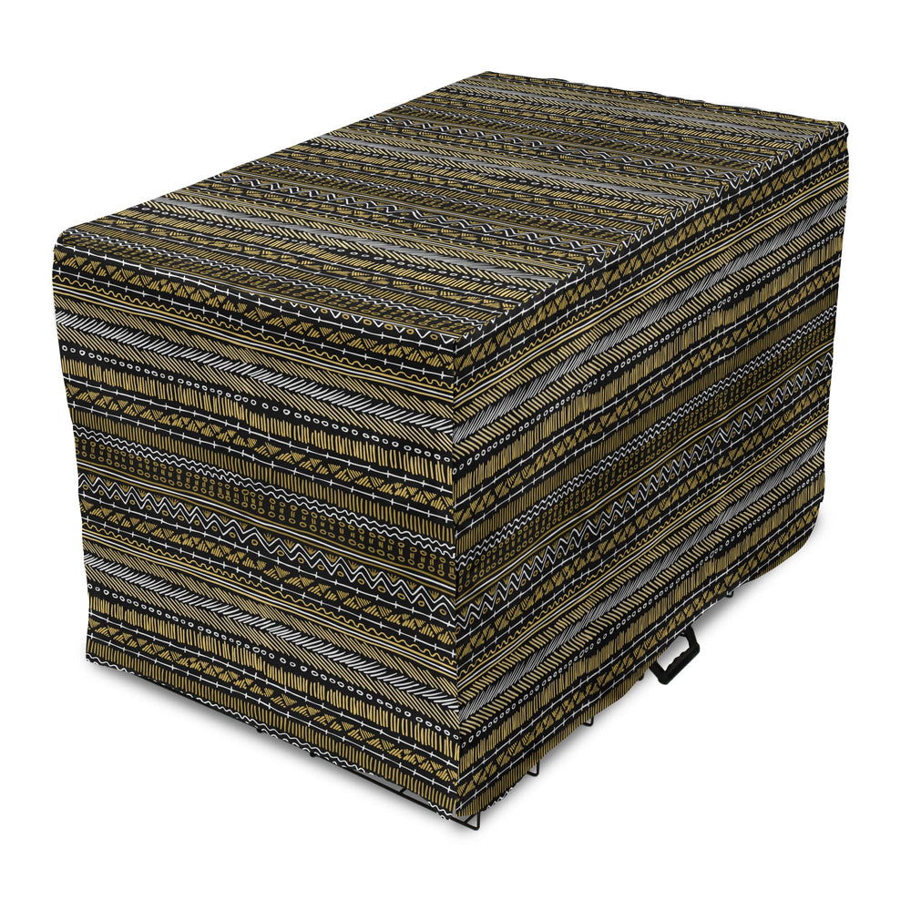 Ambesonne Boho Dog Crate Cover on a full crate offers privacy and cozy comfort.