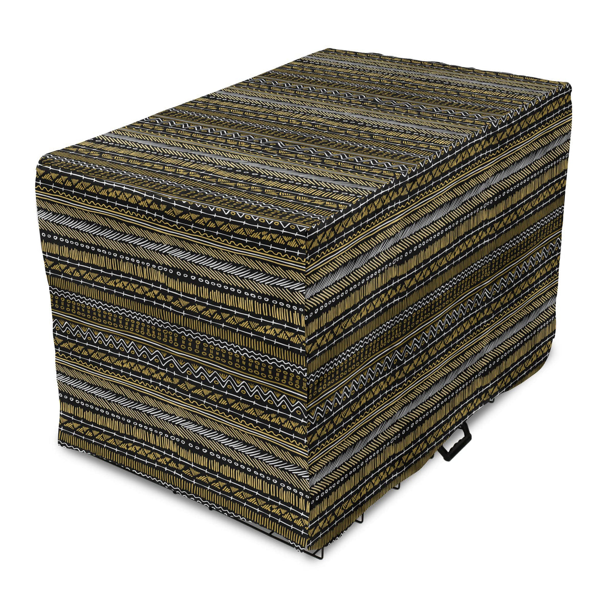 Ambesonne Boho Dog Crate Cover on a full crate offers privacy and cozy comfort.