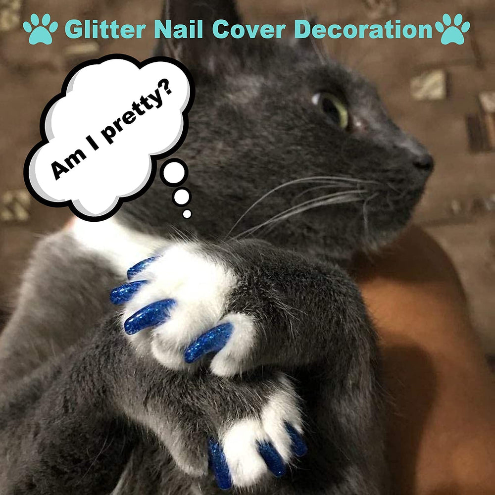 Ameami glitter cat nail caps add playful protection.