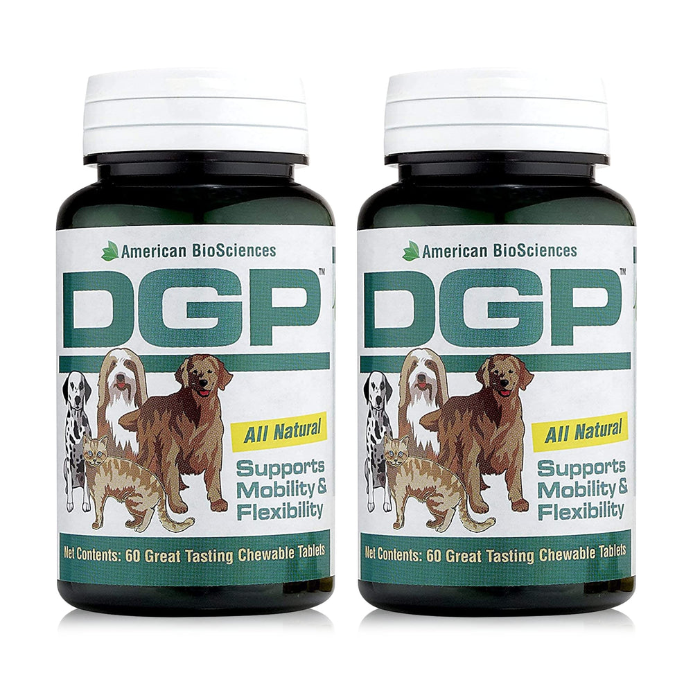 American BioSciences DGP bottle label highlights natural joint support for dogs.