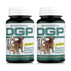 American BioSciences DGP bottle label highlights natural joint support for dogs.