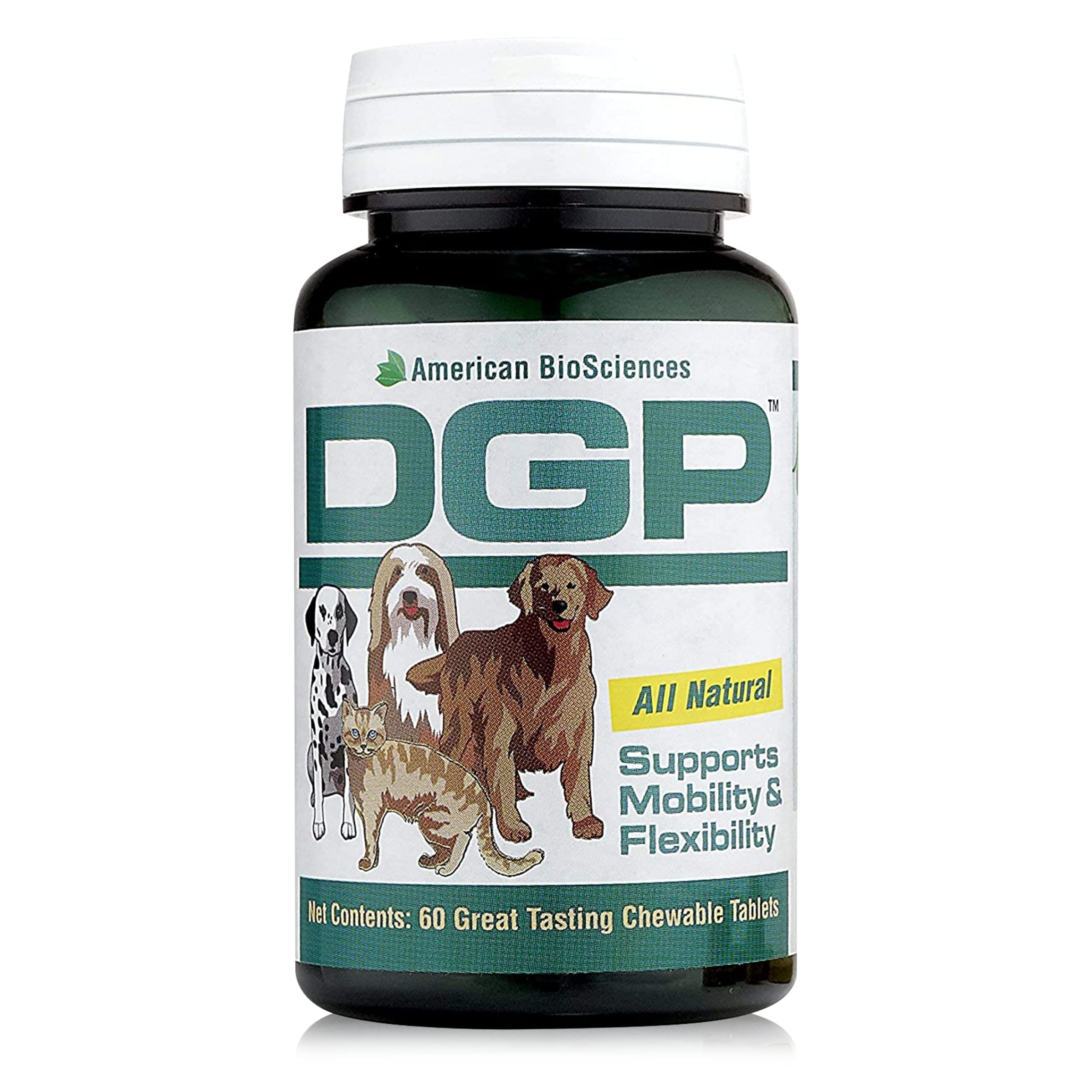 American BioSciences DGP dog chew tablet closeup showing easy chew texture for joint support.