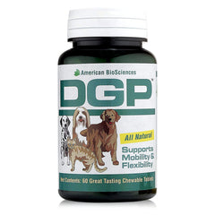 American BioSciences DGP dog chew tablet closeup showing easy chew texture for joint support.