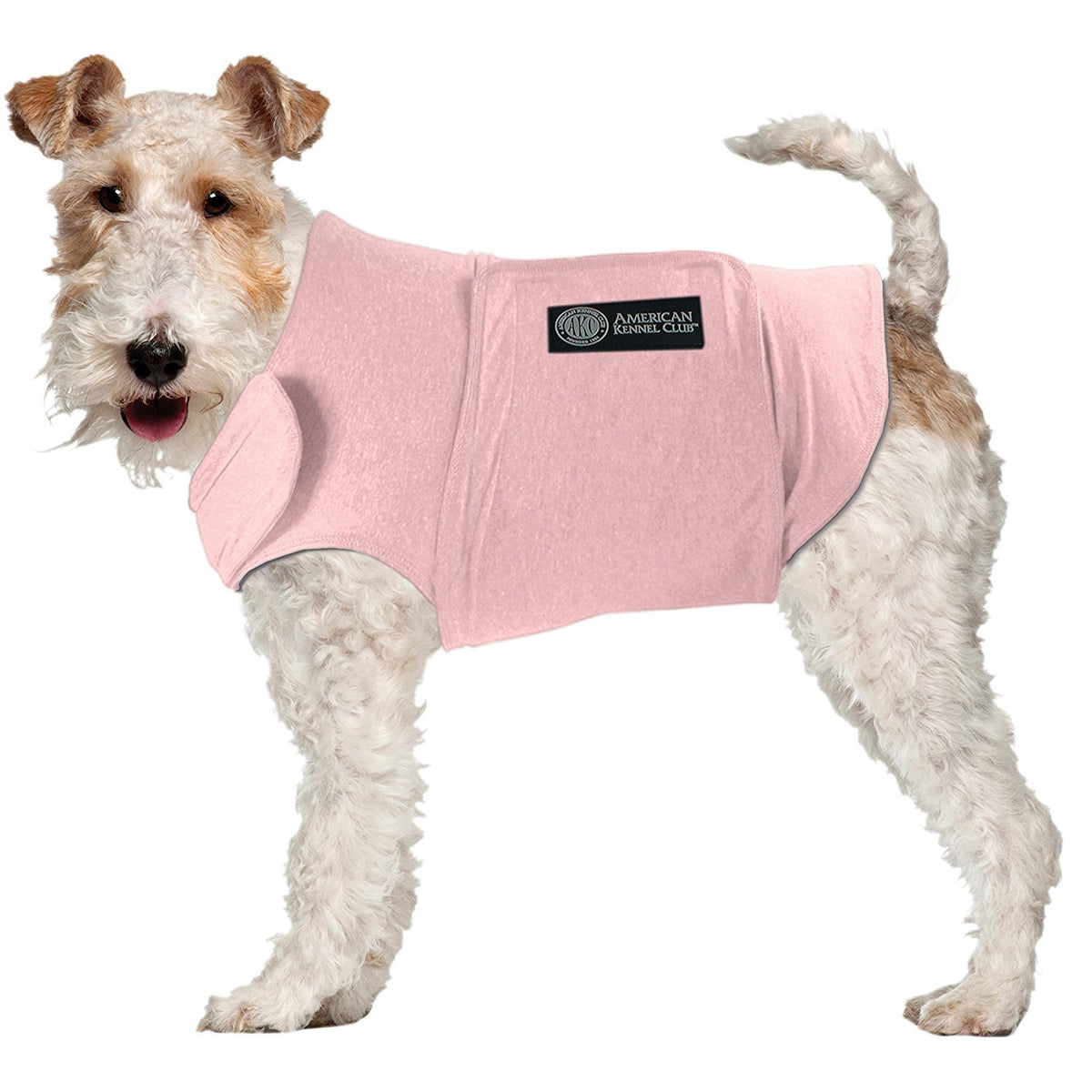 American Kennel Club Bh Pet Gear Calming Coat worn by a small dog during storms