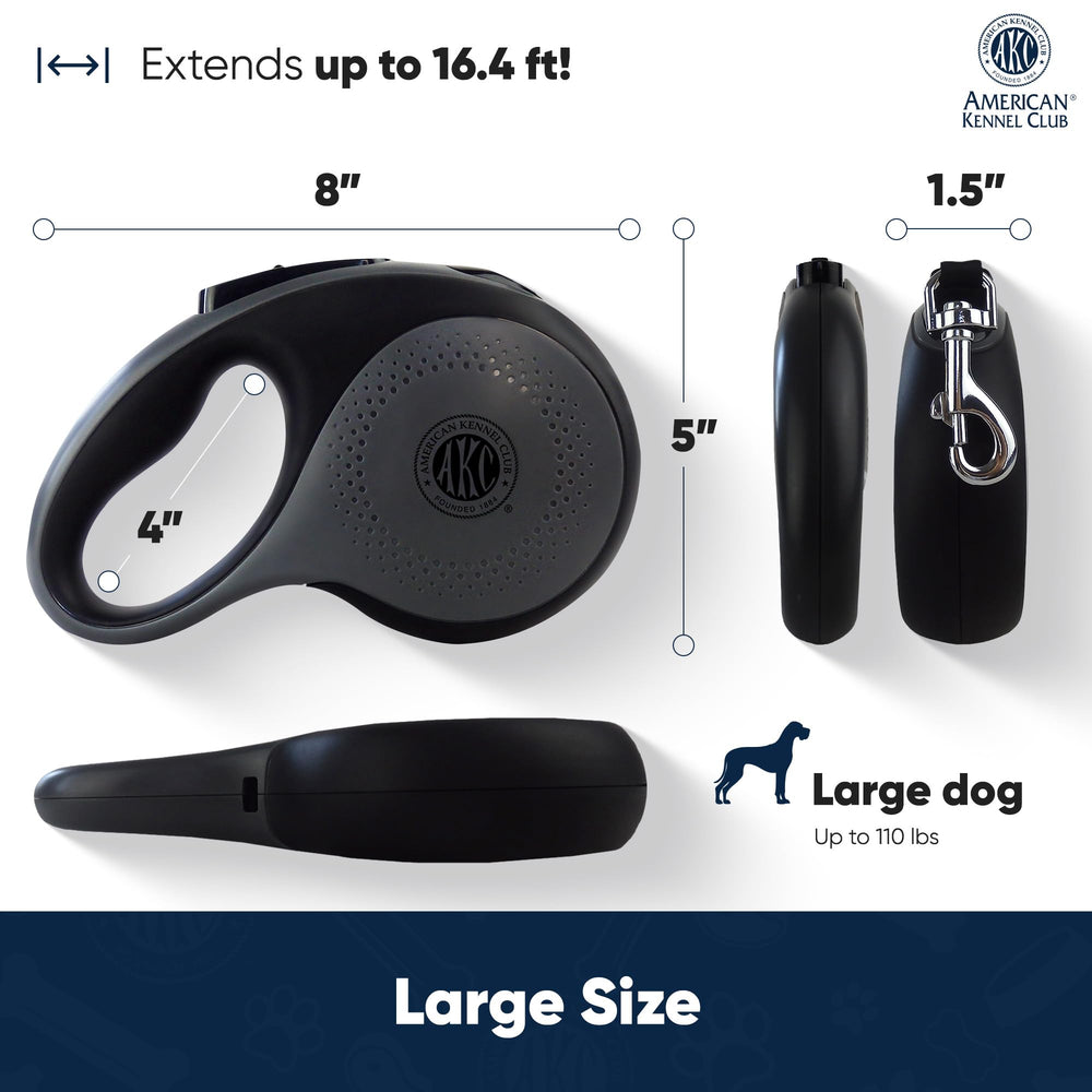 American Kennel Club retractable leash shows durable nylon construction