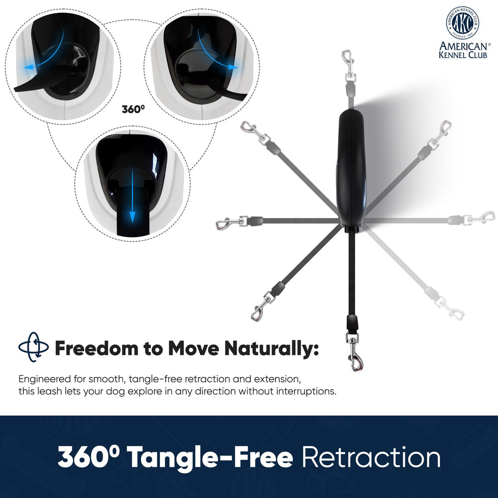American Kennel Club retractable leash tangle-free swivel prevents tangling, enhancing smooth walks with active dogs.