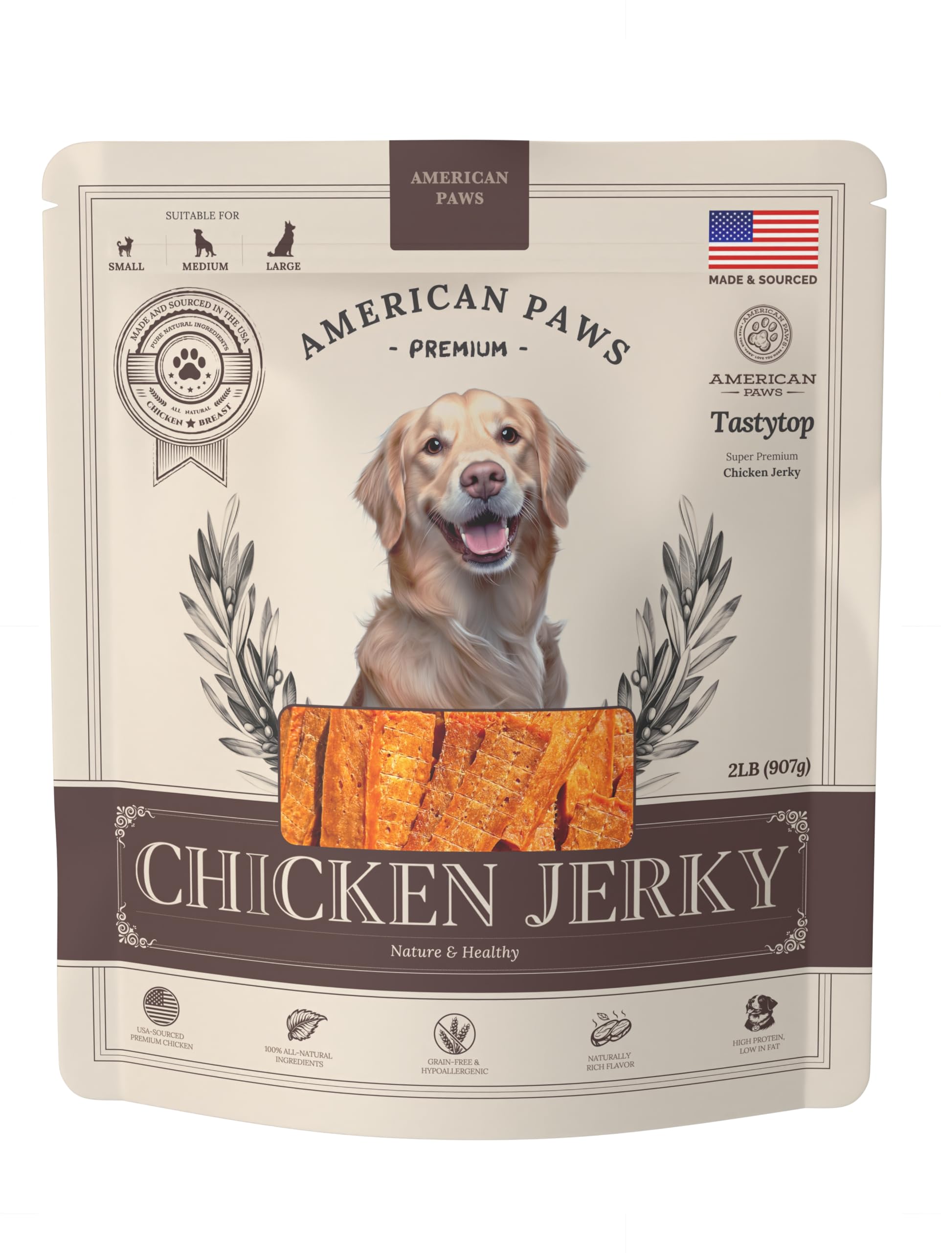 American Paws grain-free jerky for dogs with sensitive stomachs.