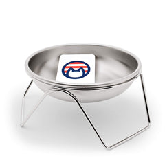 Americat raised bowl stand front view for easier feeding and cleaner floors.