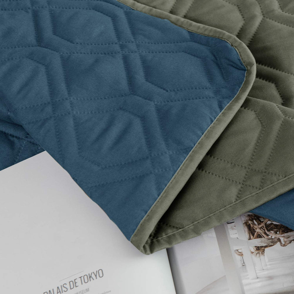 Ameritex bed cover reversible colors front view offers two decor options.