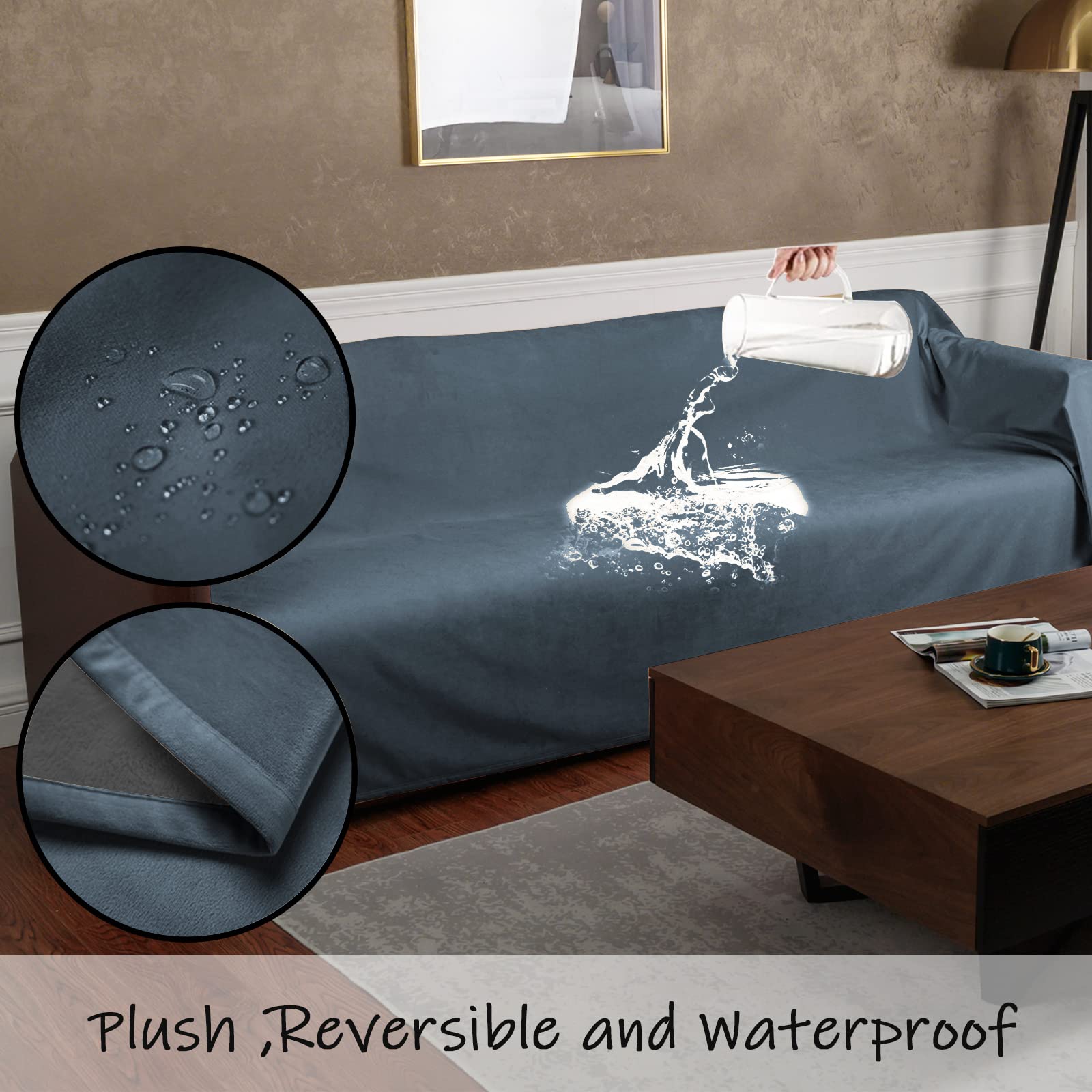 Ameritex furniture cover on sofa demonstrating versatile protective use