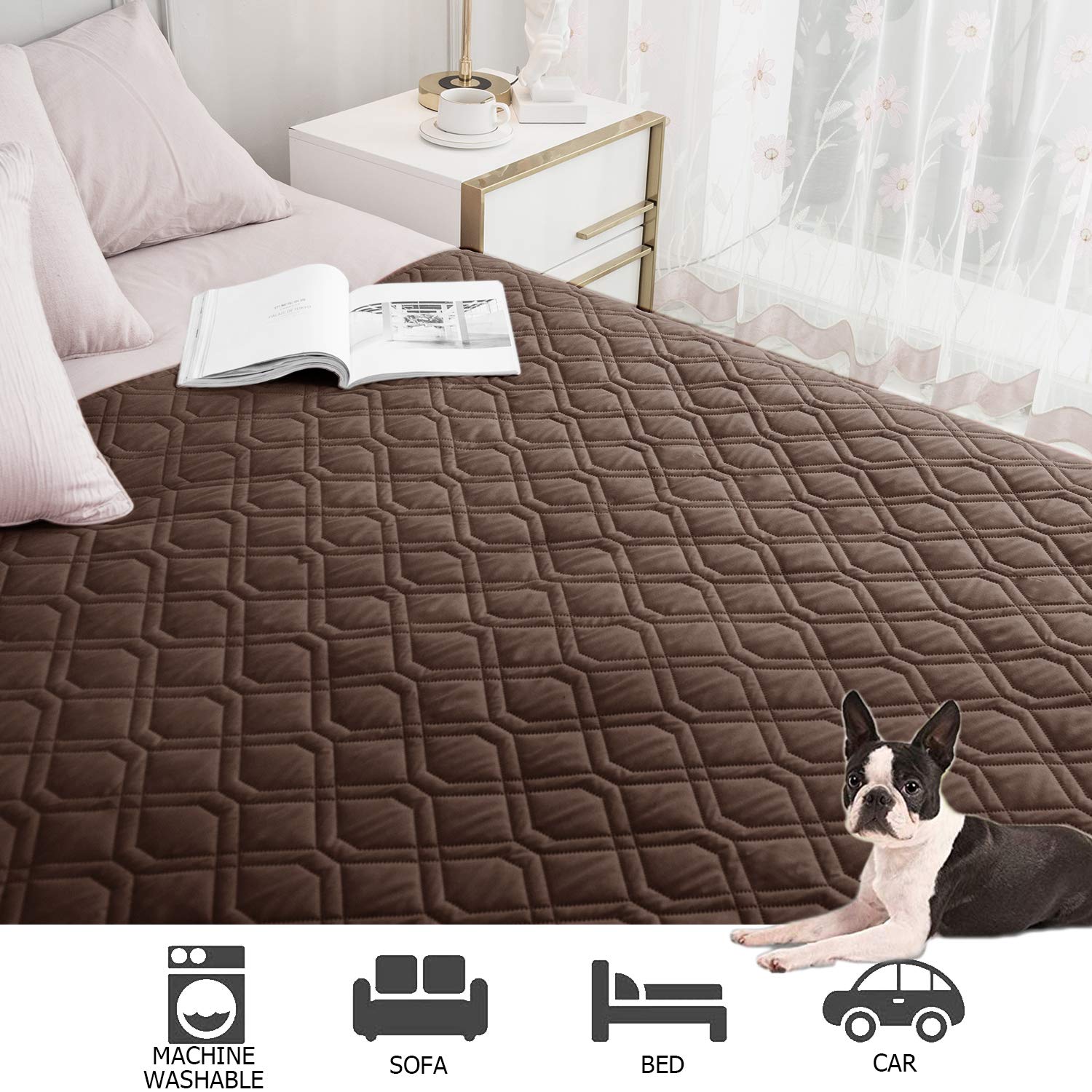 Ameritex machine-washable bed cover ready for quick cleaning.