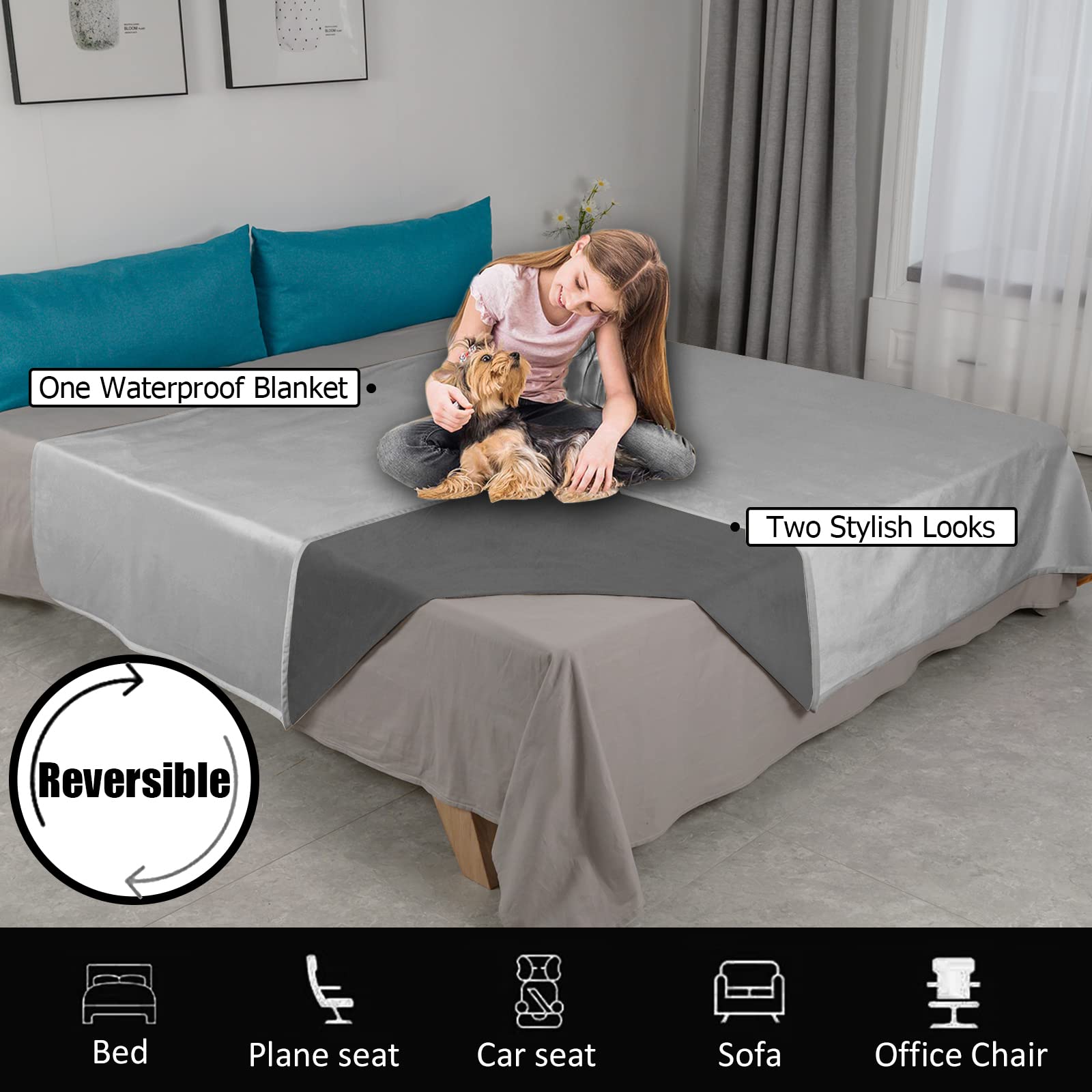 Ameritex Pet Bed Blanket bed-focused use showing protection for mattress and pillow areas.