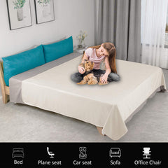 Ameritex pet bed blanket beige reversible on sofa showing two-color option.