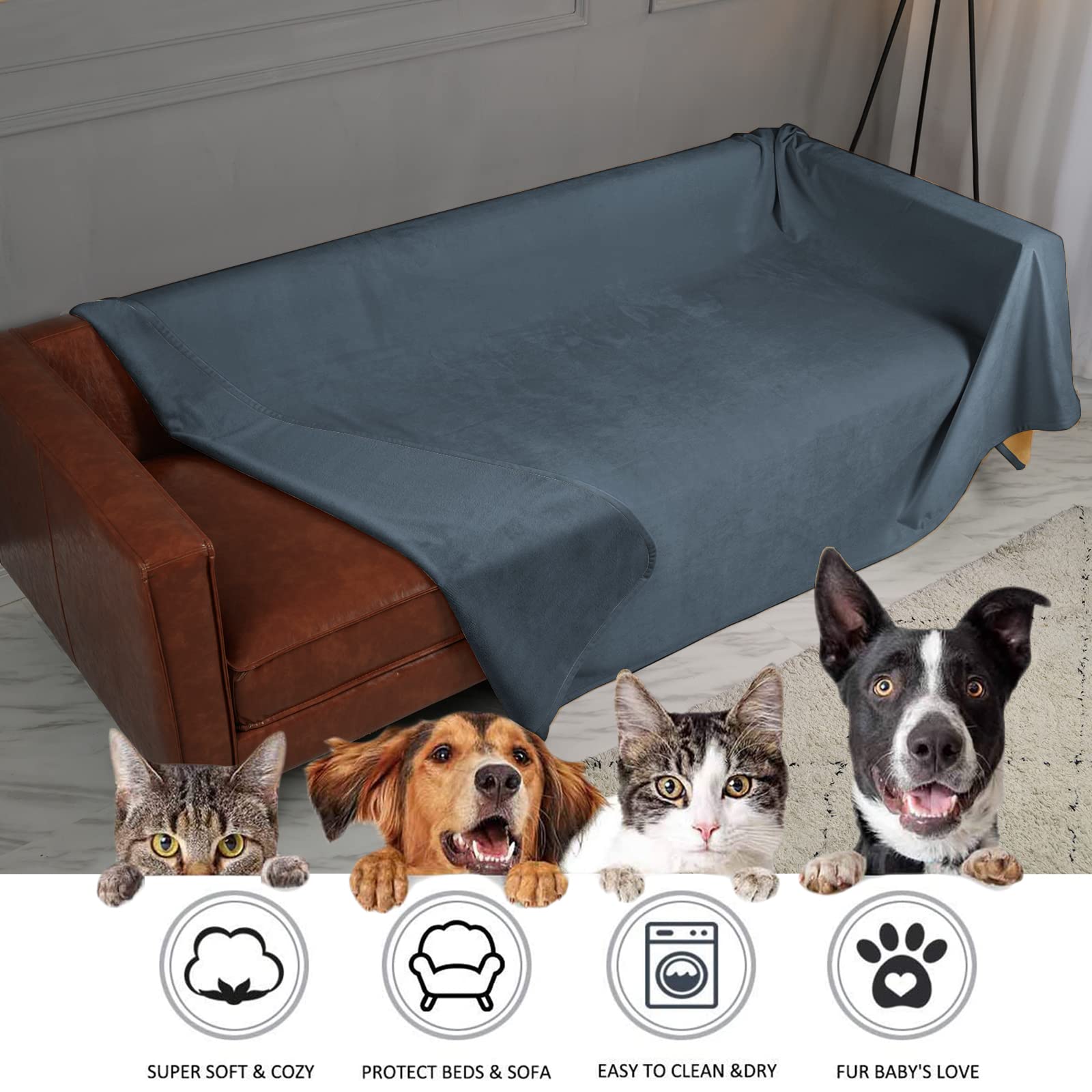 Ameritex pet bed blanket coral fleece side shown for cozy warmth and plush feel