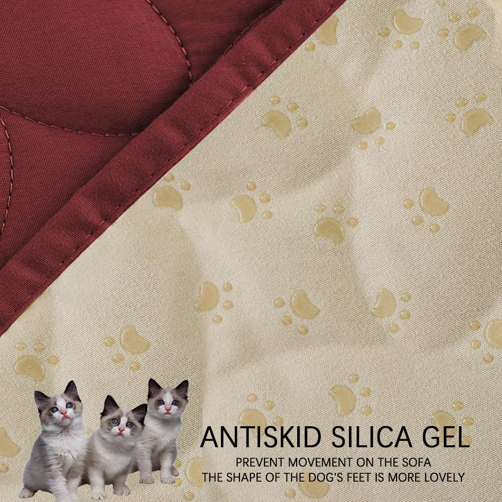 Ameritex Pet Bed Cover burgundy color on sofa highlights stylish protection