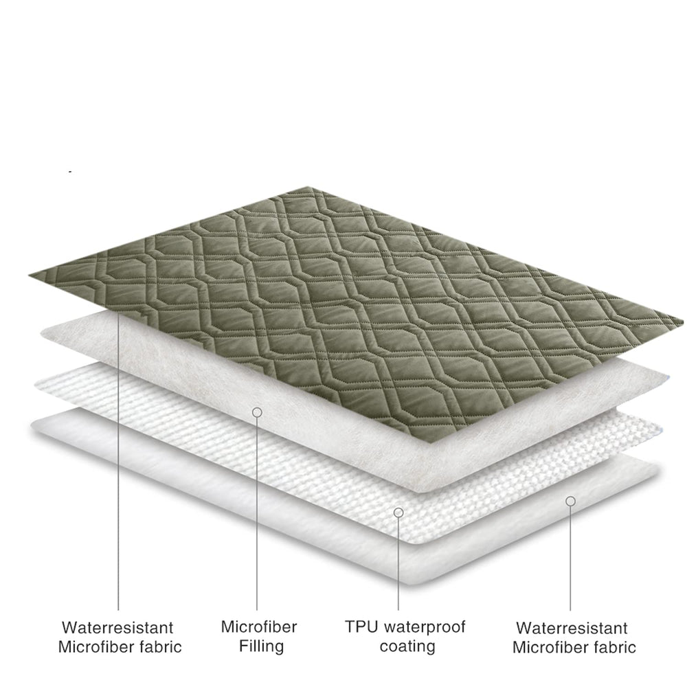 Ameritex pet enjoying cover on bed for cozy, clean lounging.