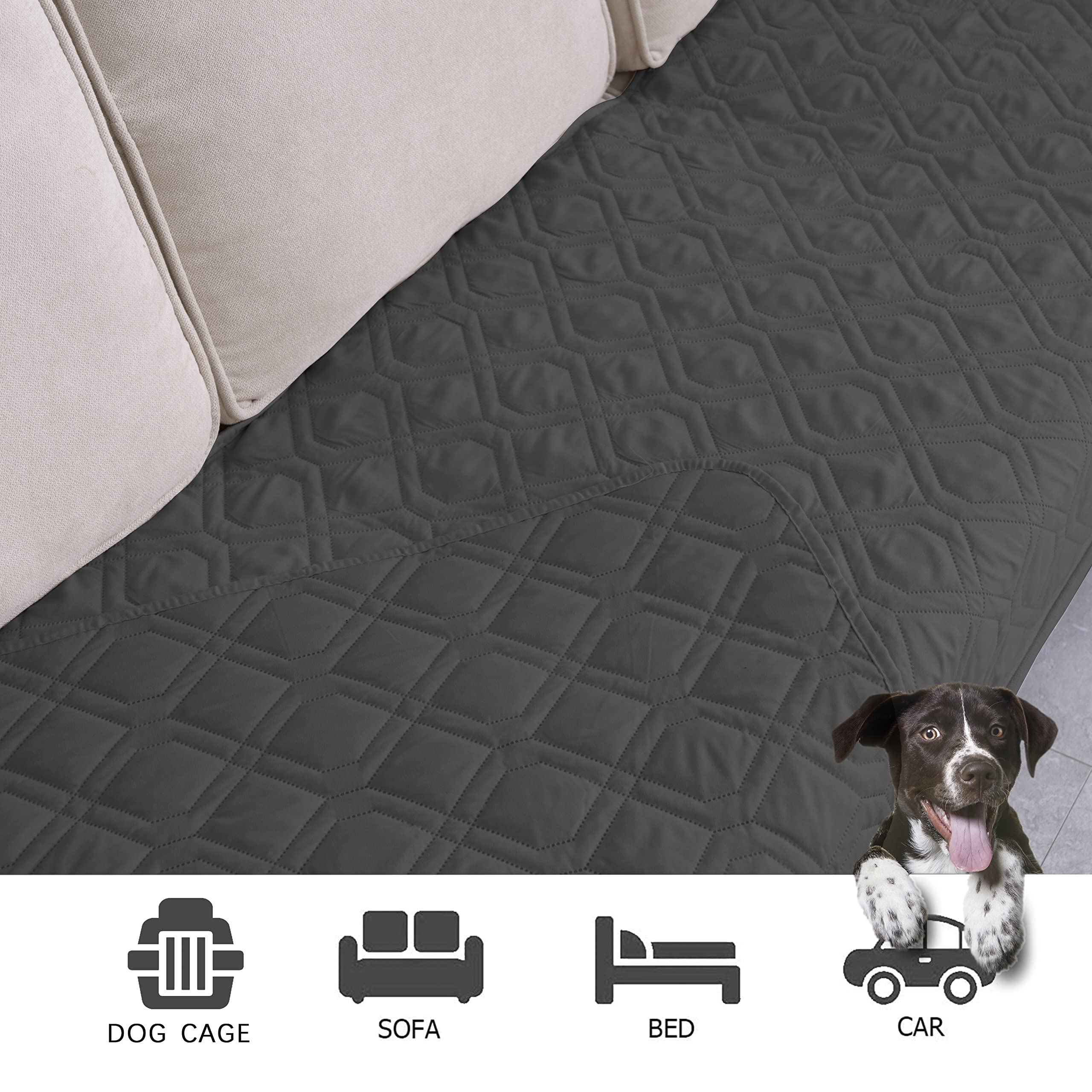 Ameritex pet-friendly blanket on bed protects mattress and reduces mess.
