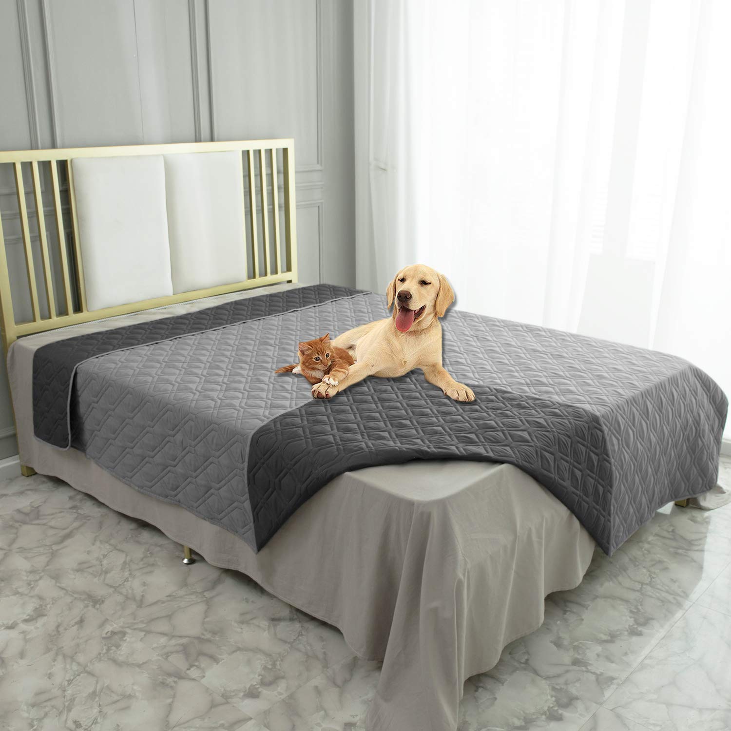Ameritex pet-friendly living room protection protecting furniture from fur and accidents.