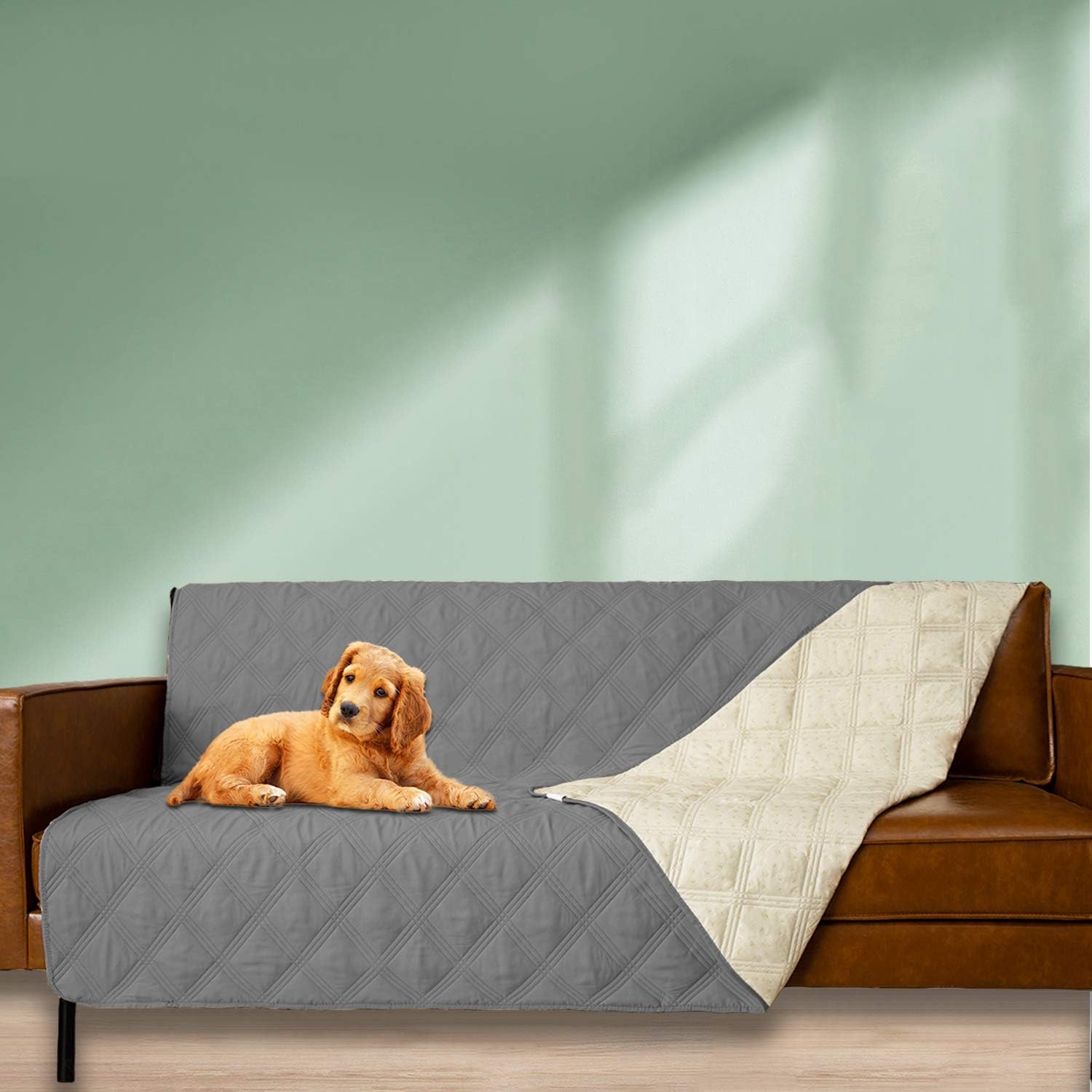 Ameritex waterproof surface resists spills to protect floors and upholstery.