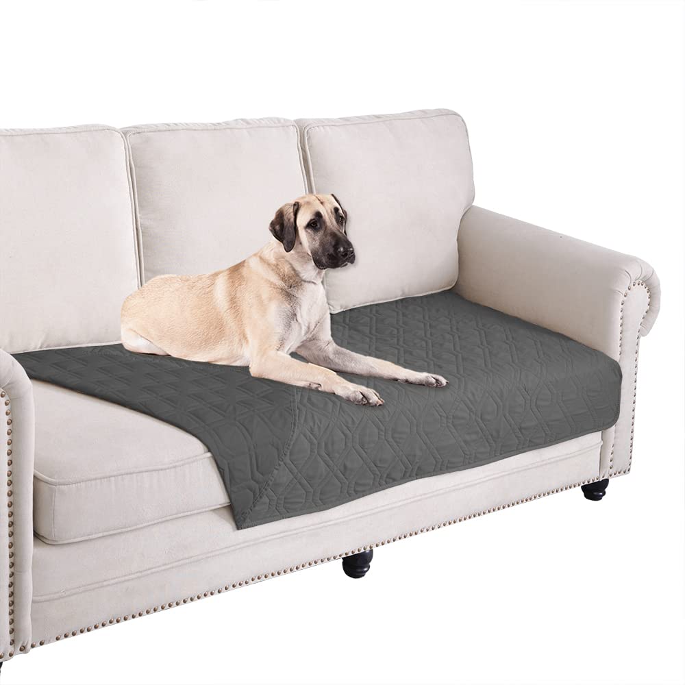 Ameritex waterproof blanket on sofa protects furniture from spills and pet messes.
