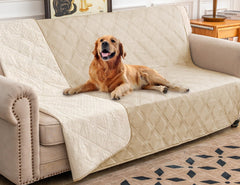 Ameritex waterproof dog bed cover closeup reveals layered protection against spills.