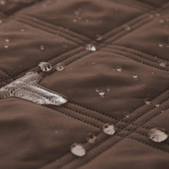 Ameritex waterproof fabric close-up shows durable water resistance for spills.