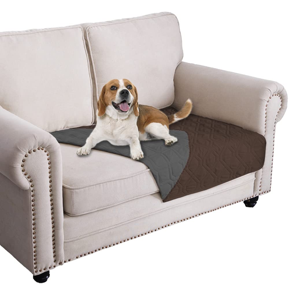 Ameritex Waterproof Dog Bed Cover folded view shows reversible colors for versatile room protection.